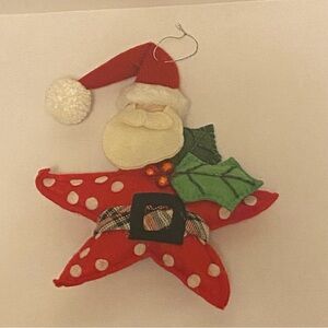 Soft Plush Star Shaped Santa Ornament Red Christmas Decor